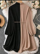 Lemon Tart Button Detail Long Dress LTAMD738 - Cream Black