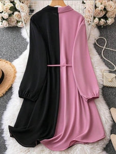 Lemon Tart Button Detail Long Dress LTAMD738 - Pink Black