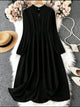 Lemon Tart Pleated Neck Detail Long Dress LTAMD735 - Black