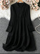 Lemon Tart Tiered Button Detail Long Dress LTAMD736 - Black