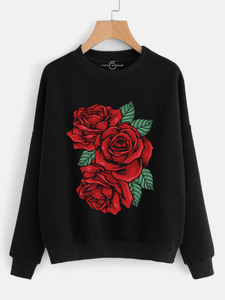 Fifth Avenue NIMPA Rose Printed Sweatshirt - Black