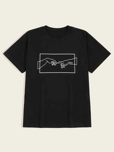 Mens Sticker Printed T-Shirt - LTMPRT21 - Black