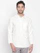 Mens Stitched Shirt Collar Detail Short Kurta MSKO20 - White