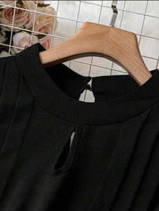Lemon Tart Pleated Neck Detail Long Dress LTAMD735 - Black
