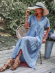 Lemon Tart Tiered Detail Long Dress LTAMD726 - Blue