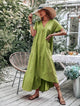 Lemon Tart Tiered Detail Long Dress LTAMD726 - Green