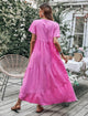 Lemon Tart Tiered Detail Long Dress LTAMD726 - Pink