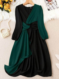 Lemon Tart Twist Detail Long Dress LTAMD733 - Black Green