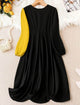 Lemon Tart Twist Detail Long Dress LTAMD733 - Black Yellow