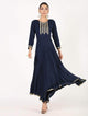 Fifth Avenue Clothing WOMK13 Lace Detail Kurti Dress - Navy Blue