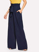 Fifth Avenue Georgette GTTWP17 Self Belted Extra Wide Leg Pants - Navy Blue