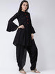 Fifth Avenue Women's TPS230 Tassel Detail Kurti and Dhoti Pants Set - Black