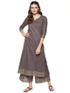 Fifth Avenue Women's TPS234 Gota Lace Kurti and Pants Set - Greyish Brown