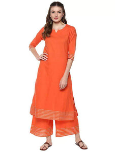 Fifth Avenue Women's TPS256 Gotta Lace Kurti and Pants Set - Orange