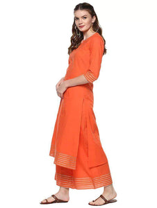 Fifth Avenue Women's TPS256 Gotta Lace Kurti and Pants Set - Orange