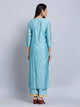 Fifth Avenue Women's TPS425 Blended Silk Lace Detail Kurti and Pants Set - Light Blue