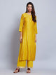 Fifth Avenue Women's TPS425 Blended Silk Lace Detail Kurti and Pants Set - Yellow