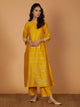 Fifth Avenue Women's TPS427 Blended Silk Lace Detail Kurti and Pants Set - Yellow