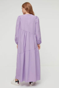 Lemon Tart Asymmetric Tiered Detail Long Maxi Dress LTAMD556 - Purple
