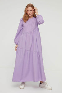 Lemon Tart Asymmetric Tiered Detail Long Maxi Dress LTAMD556 - Purple