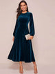 Lemon Tart Back Zip Detail Velvet Long Dress LTAMD191 - Blue