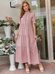 Lemon Tart Button Detail Long Maxi Dress LTAMD315 - Pink