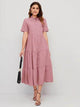 Lemon Tart Button Detail Long Maxi Dress LTAMD331 - Pink