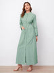 Lemon Tart Button Detail Long Maxi Dress LTAMD415 - Green