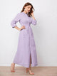 Lemon Tart Button Detail Long Maxi Dress LTAMD415 - Purple