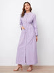 Lemon Tart Button Detail Long Maxi Dress LTAMD415 - Purple