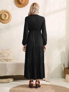 Lemon Tart Button Detail Long Maxi Dress LTAMD501 - Black