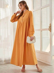 Lemon Tart Button Detail Long Maxi Dress LTAMD630