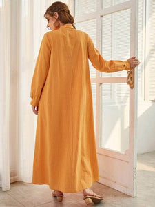 Lemon Tart Button Detail Long Maxi Dress LTAMD630