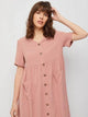 Lemon Tart Button Pocket Detail Long Maxi Dress LTAMD319 - Pink