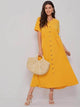 Lemon Tart Button Pocket Detail Long Maxi Dress LTAMD319 - Yellow
