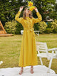 Lemon Tart Button Up Tie Waist Detail Long Maxi Dress LTAMD238