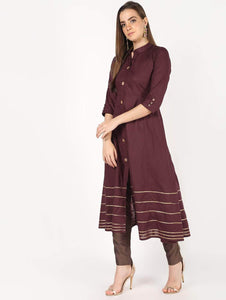 Lemon Tart Clothing LTK15 Lace Detail Cotton Kurti - Maroon