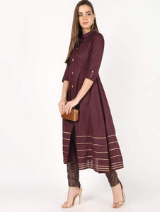 Lemon Tart Clothing LTK15 Lace Detail Cotton Kurti - Maroon