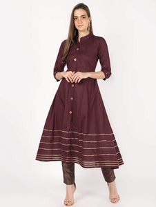 Lemon Tart Clothing LTK15 Lace Detail Cotton Kurti - Maroon