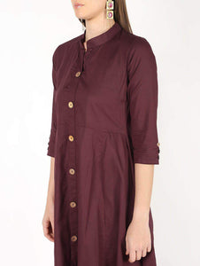 Lemon Tart Clothing LTK15 Lace Detail Cotton Kurti - Maroon