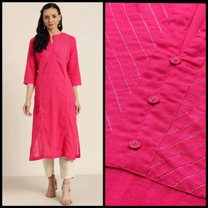 Lemon Tart Clothing LTK152 Pintuck Detail Stitched Kurti - Pink