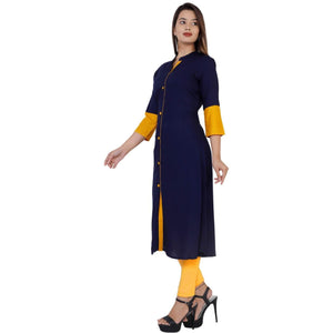 Lemon Tart Clothing LTK163 Contrast Detail Stitched Kurti - Blue