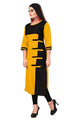 Lemon Tart Clothing LTK168 Color Block Detail Stitched Kurti - Yellow