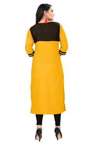 Lemon Tart Clothing LTK168 Color Block Detail Stitched Kurti - Yellow