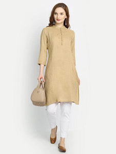 Lemon Tart Clothing LTK169 Pintuck Detail Stitched Kurti - Beige