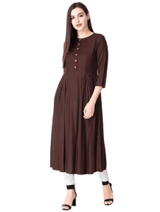 Lemon Tart Clothing LTK17 Peplum Detail Cotton Kurti - Brown