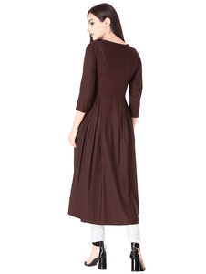 Lemon Tart Clothing LTK17 Peplum Detail Cotton Kurti - Brown