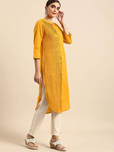 Lemon Tart Clothing LTK170 Pintuck Detail Stitched Kurti - Yellow