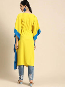 Lemon Tart Clothing LTK171 Kaftan Detail Stitched Kurti - Yellow and Blue