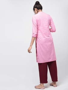 Lemon Tart Clothing LTK23 Button Neck Kurti - Light Pink